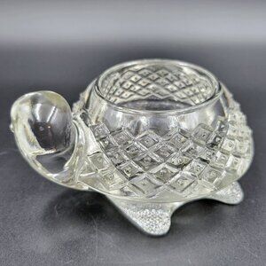 Vintage Avon Clear Crystal Glass Turtle Shaped Candle Holder Votive Tea Light
